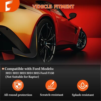 Upgraded Mud Flaps Fit for Ford F150 2026 2025 2024 2023 2022 2021, Mud Flaps for Pickup Trucks Splash Guard Compatible with 2025 Ford F150 Accessories, No Drilling Mud Gards Mudflaps, Set of 4 - Image 5