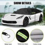 Black Half Car Cover Compatible with 1997-2025 Corvette, Protector Car Body Covers for Windproof Dustproof UV Resistant Protect Your Windshield and Roof - Image 3