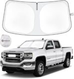 Car Sun Shade for 2019-2024 2025 2026 Chevy Silverado 1500 Windshield Sun Shade, Sun Visor Windshield Screen Cover for GMC Sierra Front Window Sunshade Foldable Auto Interior Accessories
