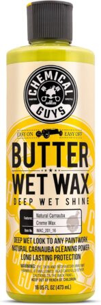 Chemical Guys Butter Wet Wax - Deep Wet Shine Car Wax for Cars, Trucks, SUVs, RVs, and More, Easy On/Off Liquid Formula, Banana Scent - 16 fl oz