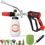 Pressure Washer Gun with Foam Cannon Kit, 1/4” Quick Connect, 5 Adjustable Nozzles & Dual Switch for Car Wash Foam Gun & Pressure Washer Gun