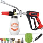 Pressure Washer Gun with Foam Cannon Kit, 1/4” Quick Connect, 5 Adjustable Nozzles & Dual Switch for Car Wash Foam Gun & Pressure Washer Gun