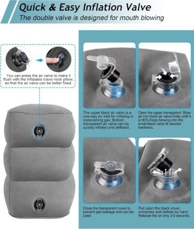 JefDiee Inflatable Foot Rest Pillow, Kids Airplane Bed, Adjustable 3 Layers Height Leg Rest Pillow, Airplane Travel Essentials Great for Office, Home, Trains, Cars - Image 5
