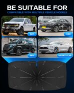 2025 Windshield Sun Shade Frame with Thickened Fast Cooling, Emergency Window Breaker, 99% UV Blocking Protects Car from Sun and Heat Damage, Adjustable Bendable Design for SUV/Sedan/(57" L x 32" W) - Image 5