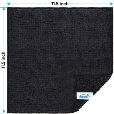 HOMEXCEL Black Microfiber Cleaning Cloth, 12 Pack Premium Microfiber Towels for Cars, Lint Free, Scratch-Free, Highly Absorbent, Reusable Cleaning Rags for Car, Household, Kitchen, Window, 11.5"X11.5" - Image 7