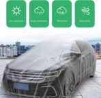 1 PC Disposable Car Cover, Clear Plastic Rain Car Cover with Elastic Band, Garage Dust Proof Storage Protection, Universal for Most Cars (11.48 FT x 19.69 FT) - Image 6