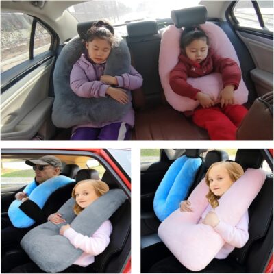 Travel Pillow Car Pillow Kid Car Sleeping The Sleeping Aid for Adults and Kids on Road Trips Kids Travel Pillow Gray - Image 5