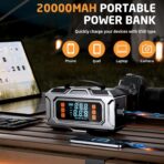 Jump Starter with Air Compressor, 8000A Car Battery Jump Starter (9.0 Gas/8.0L Diesel), 180PSI Car Battery Jumper Starter Portable 12V Jump Box with Jumper Cables, LED Light, Power Bank, LCD Display - Image 5