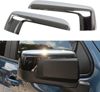 AUCERAMIC 2PCS Chrome Mirror Cap Cover Clip on Replacement for 2019-2025 Chevy Silverado 1500, GMC Sierra 1500 Replacement for Left Right Side Mirror Cover (Chrome) - Image 6
