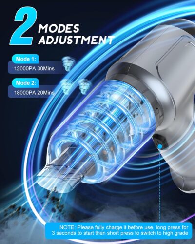 18000Pa Car Vacuum Portable Cordless, 5000mAh High Power Cordless Vacuum Cleaner, 120W Portable Vacuum for Car, Office, Pet and Home Cleaning - Image 4