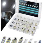 48Pcs Led Interior Car Lights Kit, Premium Bright White Led Bulb (194 T10 T5 De3175 W5W 2825 578 168) | Dome Map Dash Door License Plate Tail Light Bulbs, Interior Lights for Cars, Trucks, Rv, Boat