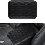 Amiss Auto Center Console Pad, Universal Waterproof Car Armrest Seat Box Cover, Car Interior Accessories, Leather Auto Armrest Cover Protector for Most Vehicle, SUV, Truck (Black)