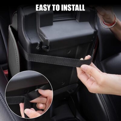 Car Center Console Armrest Pillow with 2 Storage Pockets, Memory Foam Car Armrest Cushion, Leather Car Center Console Cover for Most Vehicle (Black-Upgraded Thickened) - Image 5