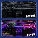 Acrylic Interior Car LED Strip Light with APP, 18-in-1 128 Colorful 6 Pieces Fiber Optic Car Decoration Atmosphere Light Kits, Dual Zone Music Sync Rhythm RGB Neon Lighting for All Cars - Image 8