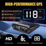 Wireless Heads Up Display for Cars Solar GPS Digital Speedometer with LCD Screen Overspeed Alarm KMH/MPH Time/Altitude/Temperature/Speed Display, Vibration Wake-Up, Auto-Brightness Adjustment - Image 4