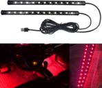 Car LED Strip Light, Interior Car Lights, 24 LEDs Auto RGB Neon Interior Atmosphere Lamp, 12V USB Port Auto Under Dash Ambient Night Light Strip for Vehicles (Red, USB)