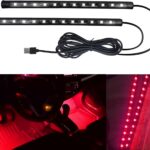Car LED Strip Light, Interior Car Lights, 24 LEDs Auto RGB Neon Interior Atmosphere Lamp, 12V USB Port Auto Under Dash Ambient Night Light Strip for Vehicles (Red, USB)