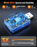 2026 Wireless CarPlay & Android Auto Adapter, One-Click Switch, 3s Auto Reconnect, A9 Chip, Bluetooth 6.0, 5.8GHz WiFi, Plug & Play, with USB-C & Right-Angle Cables - Image 5