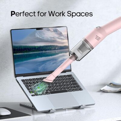 Portable Mini Car Vacuum Cleaner Pink, High Power Cordless(400g) Handheld Rechargeable Vacuum Cleaner for Desk V06 - Image 7