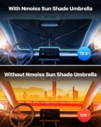 [Upgraded] Nmoiss Windshield Sun Shade Umbrella - [Vinyl Coating Heat Shield] Protect Car from Sun Rays & Heat Damage Keep Cool and Protect Interior, Spring Structure Edge Medium 56" L x 31" W - Image 2