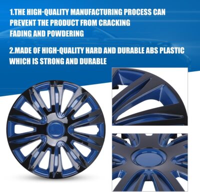 WOLFSTORM 4-Pack 16 Inches Wheel Rim Cover Hubcaps,Redesign Fashion Style Replacement Hubcaps,Car Truck SUV Hub Accessories, Blue&Black - Image 3