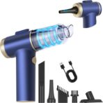 Handheld Car Vacuum Cleaner, 2-in-1 Portable Mini Car Vacuum Cleaner,16000Pa High Power & Air Duster, Handheld Vacuum Cordless with LED Light and Multi-Nozzles for Car,Home,Office,Pet(Blue)