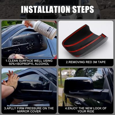 Chrome Side Mirror Covers Caps Compatible with 2009-2018 Dodge Ram 1500 and 2019-2024 RAM 1500 Classic Without Turn Signal Cut-Outs (Chrome-without Cut-Outs) - Image 5