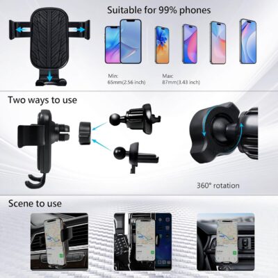 CAR PASS Leather Rubber Steering Wheel Covers Set,Heavy Duty Steering Wheel Covers&Mobile Phone Holder, Tire Tread Pattern Design,Non-Slip Wear-Resistant,Suitable for Steering Wheel 14 1/2”-15”Black - Image 7