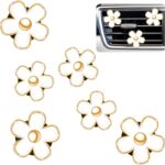 Frienda 6 Pcs Daisy Flower Air Vent Clip Accessories Air Conditioning Outlet Clip Car Air Freshener Dashboard Accessories Charm Car Inter Decor(3 cm, 3.3 cm,White)