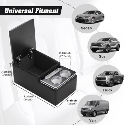 Upgraded Bench Seat Center Console with Extra Large Cup Holder & Phone Holder, Universal Car Armrest Storage Box Organizer for Truck & SUV & Van Automotive Central Console for Back Bench Seat - Image 2