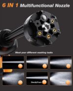 Cordless Pressure Washer, 1100PSI Portable Power Washer with 3.0Ah Battery, 1.8Max GPM Cordless Power Washer Battery Operated with 6-in-1 Nozzle, Foam Pot,17ft Hose, suit for Car/Floor/Garden - Image 4