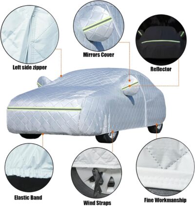7 Layers Waterproof Heavy Duty Car Covers for Automobiles All Weather Season Anti-Hail UV Protection Snowproof Outdoor 10.5LBS Full Cover Universal Fit Sedan 178" to 185" - Image 5