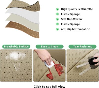 Ultra-Luxury PU Leather Car Seat Protection Cover Car Seat Cover for Most Four-Door Sedan&SUV,Single Seat Cover Without Backrest 1PCS (W 20.8× D 21× T 0.2inch) (3D-Beige) - Image 8