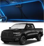 Windshield Sunshade for Dodge RAM 1500 2019-2023 2024 2025 2026 - Innovative No-Light-Pass Technology, Mirror Cut-Out, Blocks 99% UV Rays, Fade-Resistant, Easy-Fold RAM 1500 Windshield Sun Shade