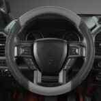 GIANT PANDA Car Steering Wheel Cover for Ford - F150 F250 F350 Expedition, (15.5-16 inches - Black+Gray) - Image 2