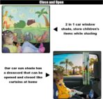 Car Window Shade for Baby, Blackout Car Window Curtain with Storage Pockets & 7 Suction Cups, Cartoon Pattern Cars Side Window Sun Shade Cover for Sun/Heat/UV Rays Protection (Green-Dinosaurs) - Image 5