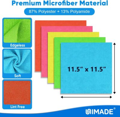 Microfiber Cleaning Cloth, 10 Pack Reusable Microfiber Towels for Cars Lint Free Cleaning Shop Towel Rags for Home Kitchen Automotive Bar Mechanic Restaurant Garage, 11.5"x 11.5", Multicolor - Image 2