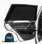 Car Window Shades(2 Pack)-Side Window Sun Shades, UV Protection Breathable Spandex Baby Window Covers, Universal Fit Most of Cars, Protect Privacy for Family (27.2"x39.8") Black