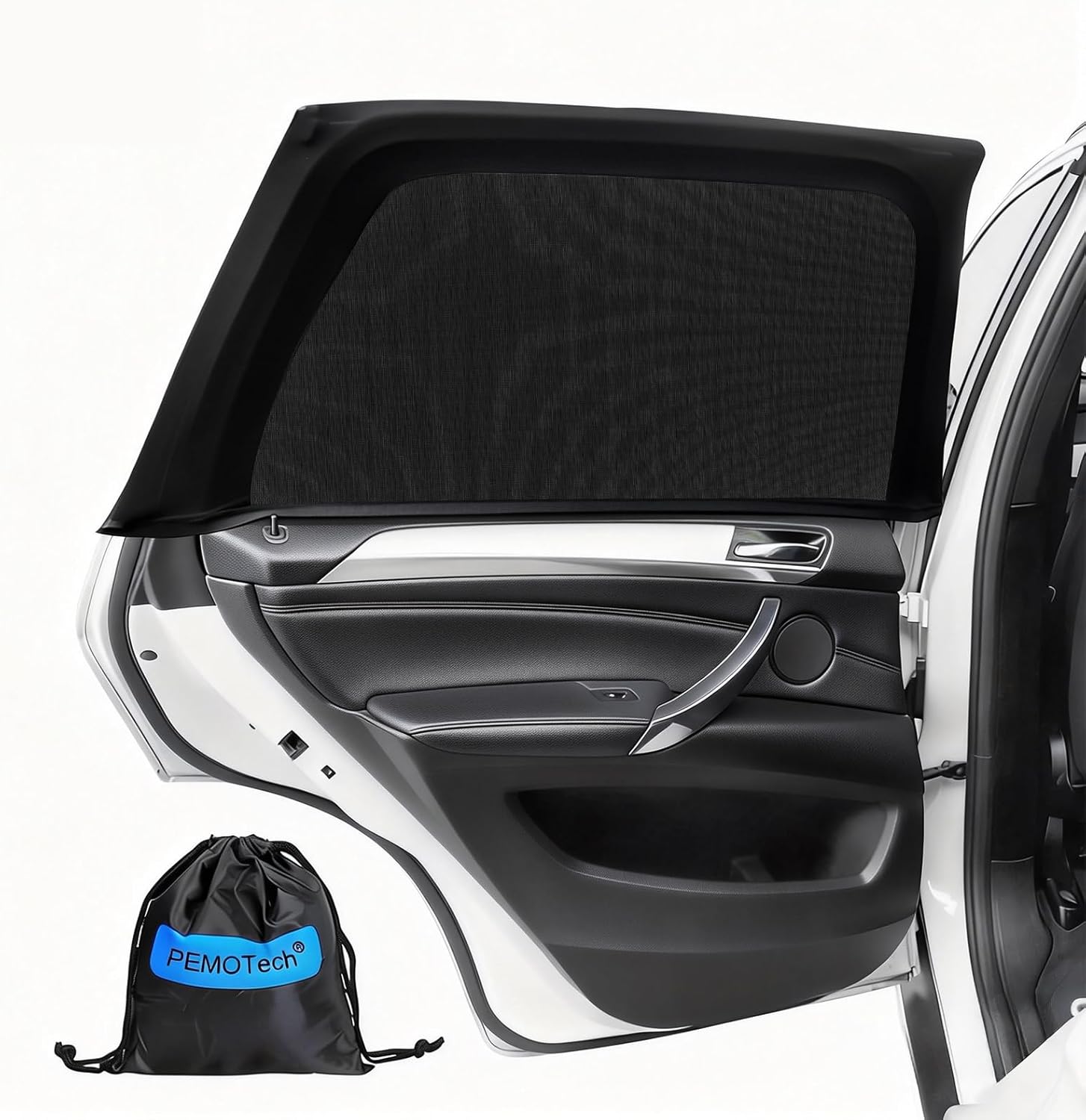 71ysUrCo-BL._AC_SL1500_.jpg Car Window Shades(2 Pack)-Side Window Sun Shades, UV Protection Breathable Spandex Baby Window Covers, Universal Fit Most of Cars, Protect Privacy for Family (27.2"x39.8") Black - Image 1