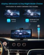 Portable Apple Carplay Screen, 10’’ Car Stereo Wireless Car Play & Android Auto Touch Screen, 4K Dash Cam, 1080P Backup Camera, Mirror Link/Voice Control/Music Play/GPS Navigation - Image 6