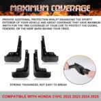 x xotic tech 4PCS Car Front & Rear Mud Flap Splash Guards Compatible with Honda Civic 11th Gen 2022 2023 2024 2025 2026 Fender Flare Mudguard Dirt Slush Trap Protector w/Hardware Accessories - Image 5