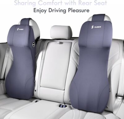 FLORICH Integrated Car Seat Lumbar Support Pillow & Car Neck Pillow Memory Foam Back Cushion for Driving Car Seat Back Support Pillow for Car Seats Driver Back Neck Sciatica Pain Relief Cushion, Blue - Image 8