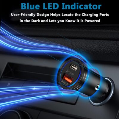 USB C Car Charger, 38W Fast Charge Car Charger Adapter PD&QC 3.0 Dual Port Cigarette Lighter USB Plug for iPhone 17e 17 Pro Max Air 16e 16 15 14 13 12 11 SE XR XS X 8, Samsung Galaxy S26 S25 S24 S23 - Image 6
