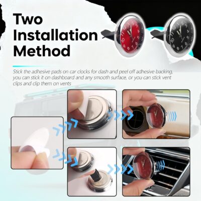 2PCS Luminous Analog Car Clocks for Dash Stick on,Mini Tiny Stick on Clock for Car Dashboard with Vent Clip,Self-Adhesive Dashboard Clock for Vent & Dashboards Decoration - Image 6