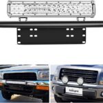 Nilight - 90021B Light Bar Mounting Bracket Front License Plate Frame Bracket Holder for Off-Road Lights LED Work Lamps , 2 Years Warranty