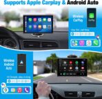 7 inch Carplay Screen for Car - Supports Wireless Apple Carplay & Android Auto, Portable Touchscreen with Bluetooth, Navigation, Voice Control, Mirror Link,Universal for All Cars (Black) - Image 2