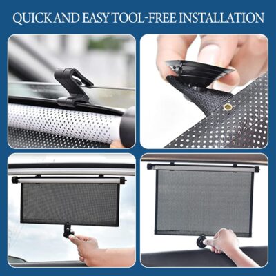 2 Pack Car Window Sun Shade for Side Windows – Retractable Roller Sunshade for Baby, Kids, Pets – UV Protection, Heat & Glare Blocker for Cars, SUVs, Trucks (15"×18") - Image 4