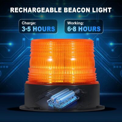AnTom Magnetic Wireless Beacon Light, Rechargeable Emergency Flashing Warning Battery Operated Strobe Lights for Truck Vehicle, with 12-24v Cigarette Lighter Plug, Amber - Image 2