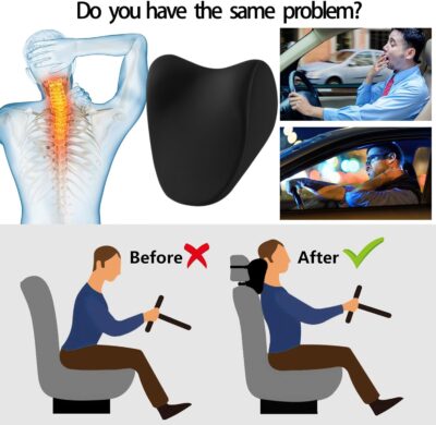 Car Neck Pillow for Driving, car headrest Pillow Head and Neck Rest Pillow for car headrest, Neck Support for car Driving or Traveling or Sleeping of Accessories with Memory Foam - Image 2