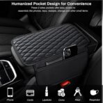 Ouzorp Car Center Console Cover, Upgraded Microfiber Leather Car Arm Rest Cover with 2 Storage Bags, Universal Armrest Cover for Car Storage Box Car Interior Accessories Protector for Most Vehicle - Image 3